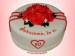 Narodeninová torta s červenými ružami.